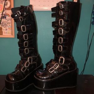 Faux leather punk boots
